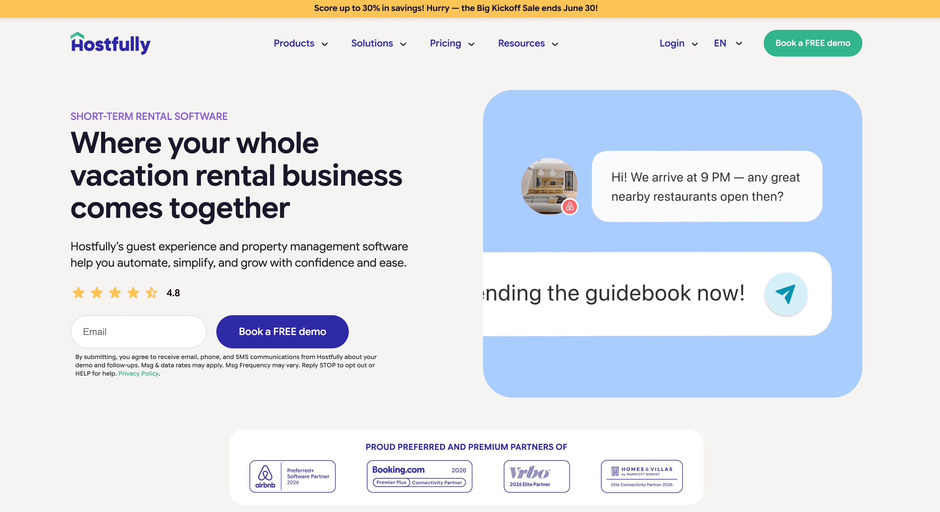 Hostfully homepage for property management