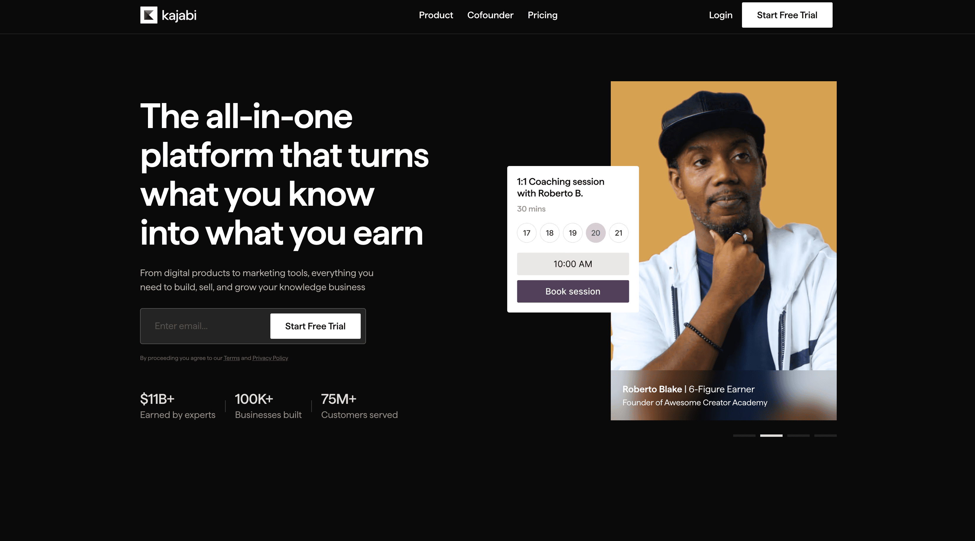 Kajabi dashboard with course builder