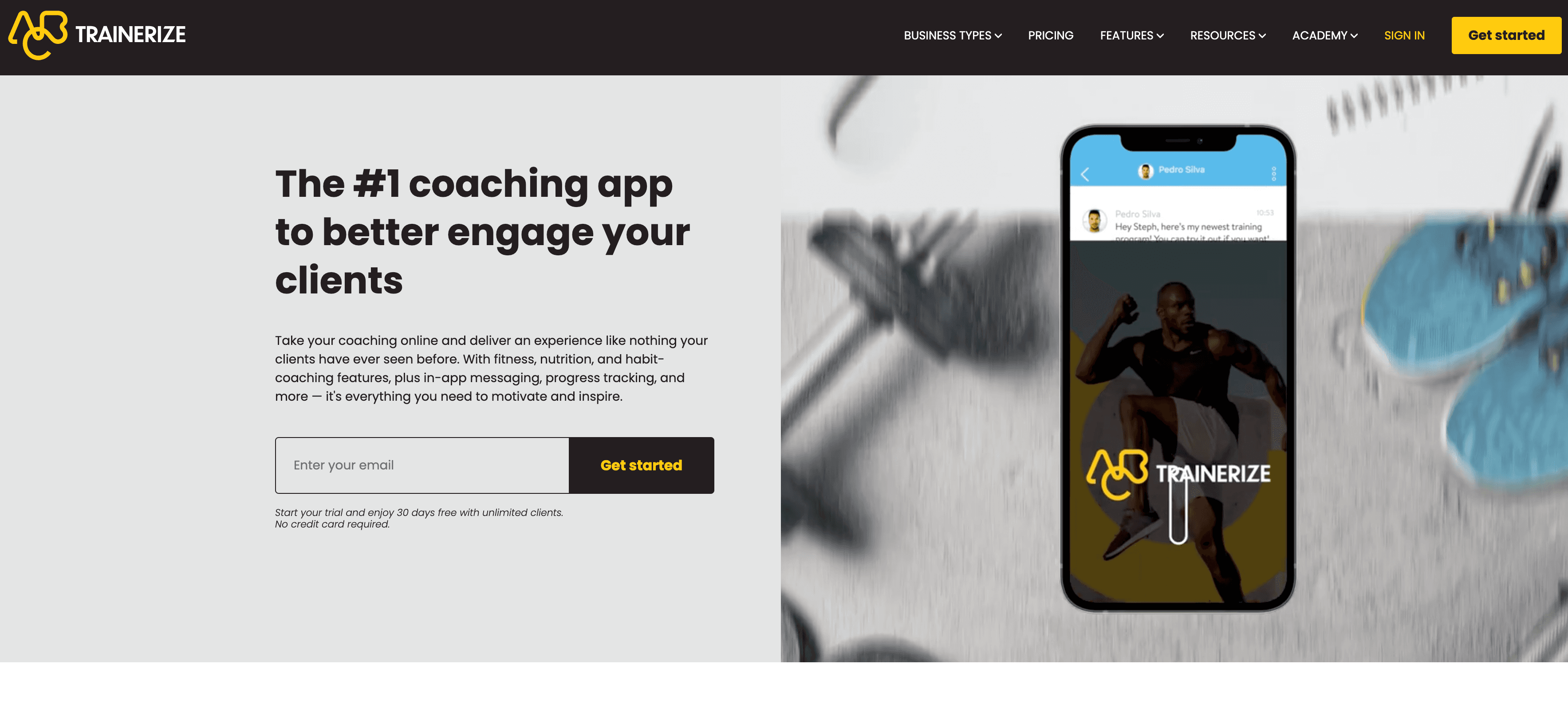 Trainerize coaching app dashboard